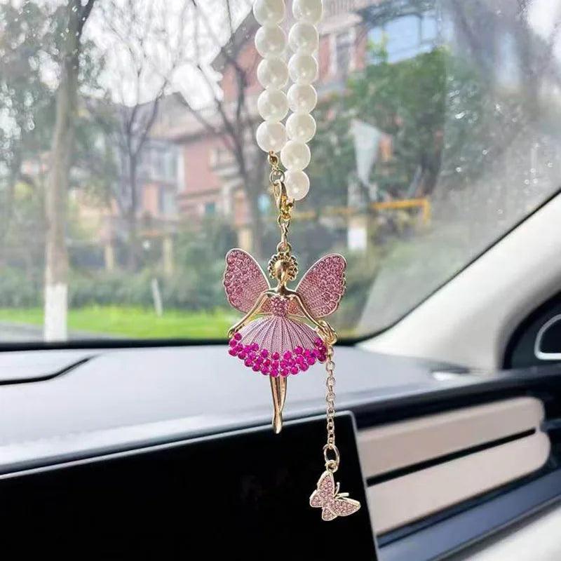 Diamond Crystal Angel Girl Rearview Mirror Pendant Car Interior