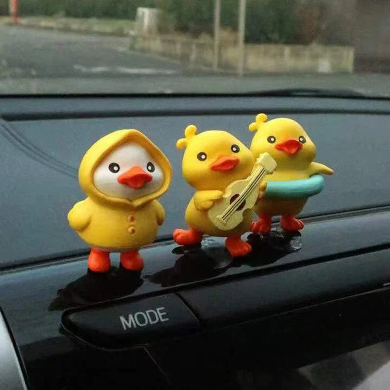 3/6pcs Yellow Duck Resin Car Dashboard Ornaments Interior Decor