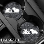 Snoopy Felt Car Cup Holder Coasters - Anti-Slip Universal Pads
