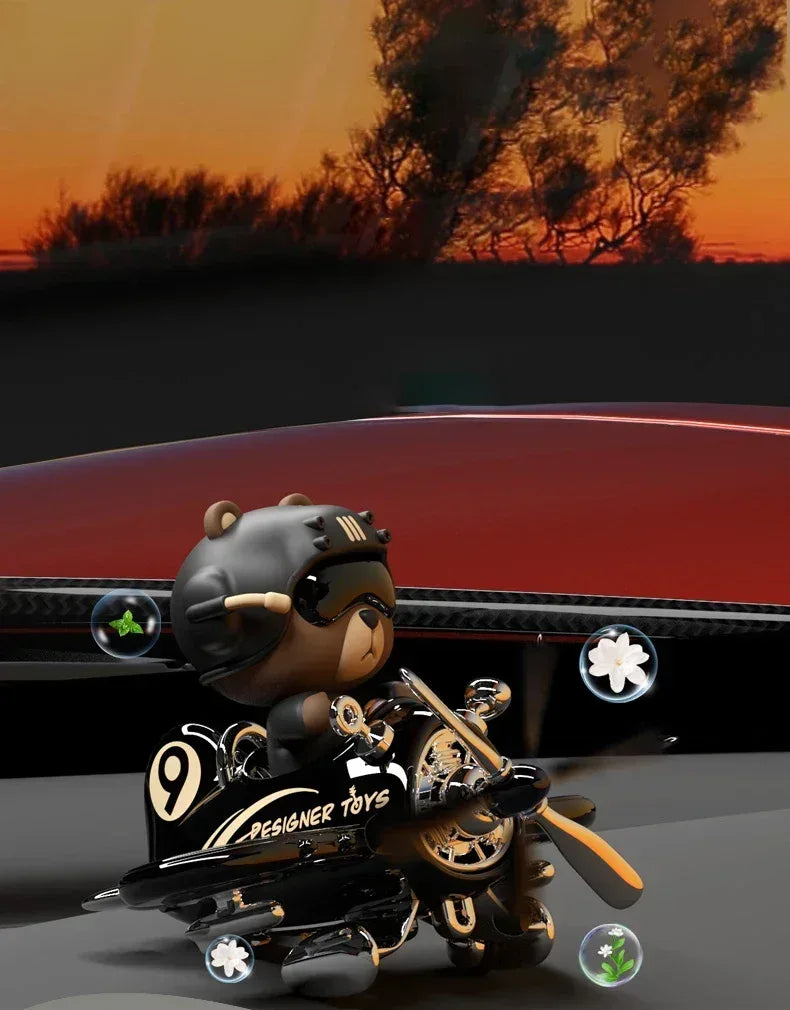 BOBO Bear & Wolf Solar Rotating Car Dashboard Aroma Diffuser Ornament