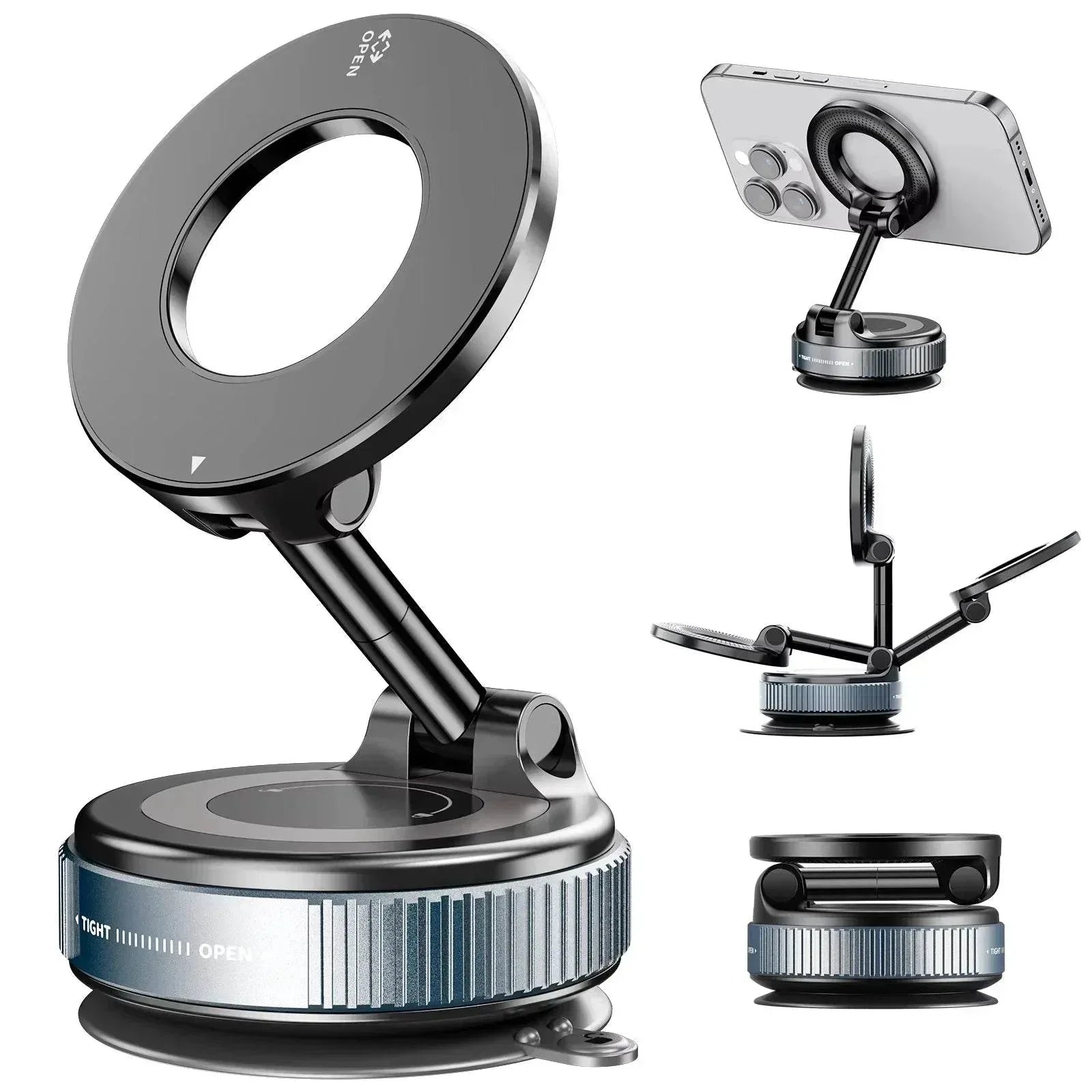 360° Magnetic Car Phone Holder – Vacuum Suction Mount
