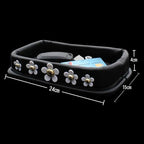 Camellia Rhinestone PU Leather Car Phone Storage Box Dashboard Organizer
