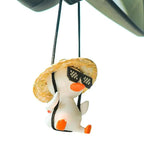 Swing Duck Straw Hat Car Pendant Rearview Mirror Hanging Ornament