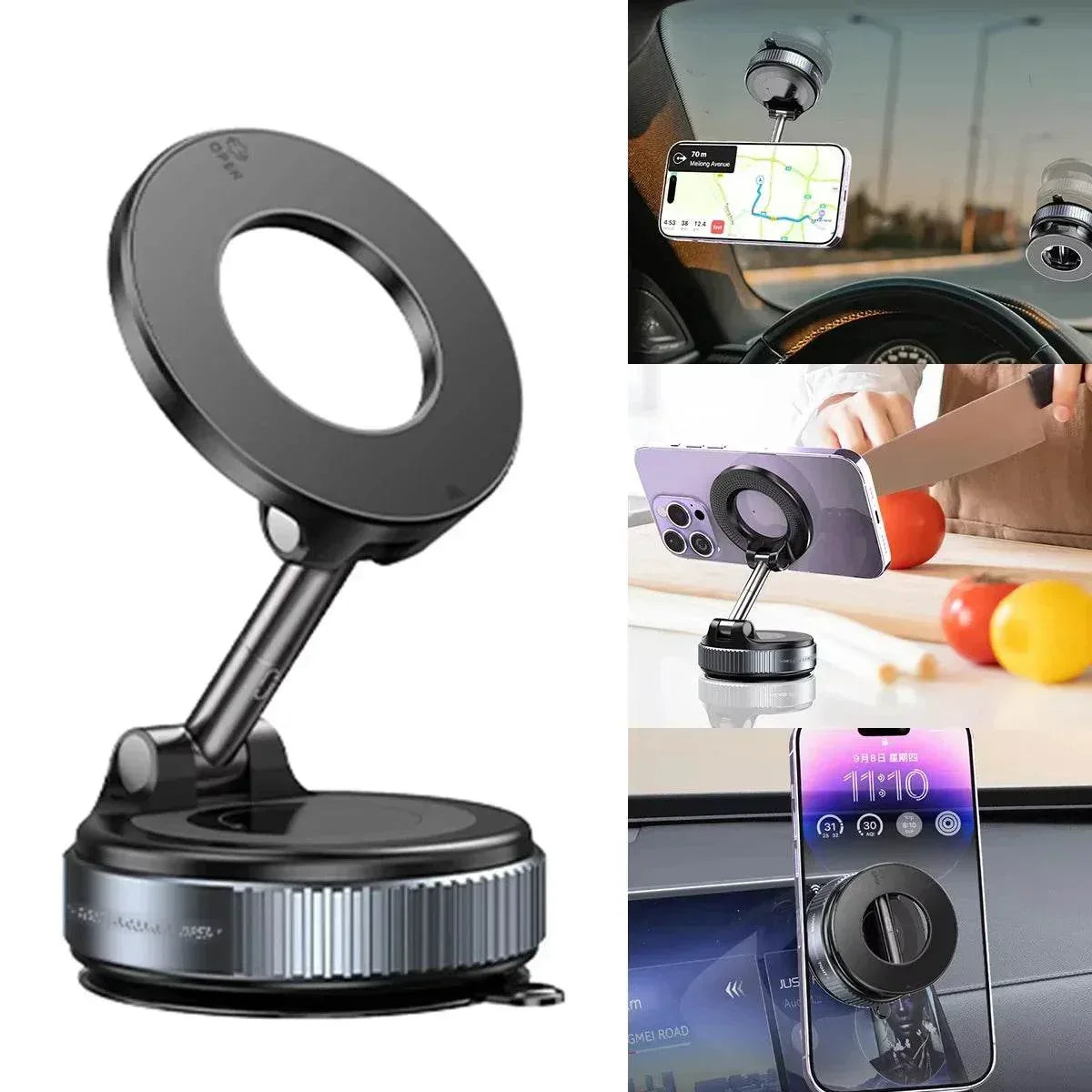 360° Magnetic Car Phone Holder – Vacuum Suction Mount
