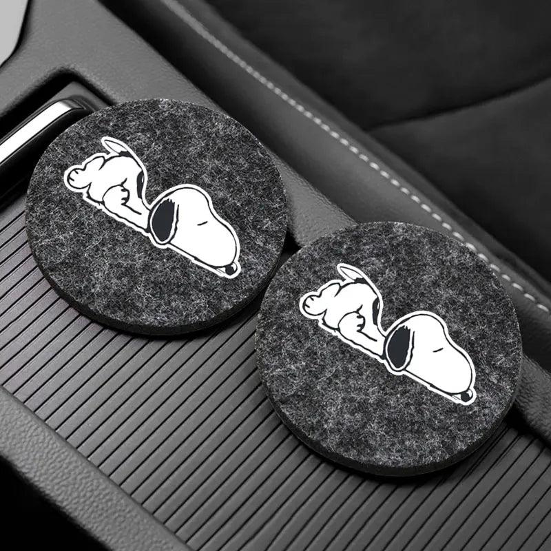 Snoopy Felt Car Cup Holder Coasters - Anti-Slip Universal Pads