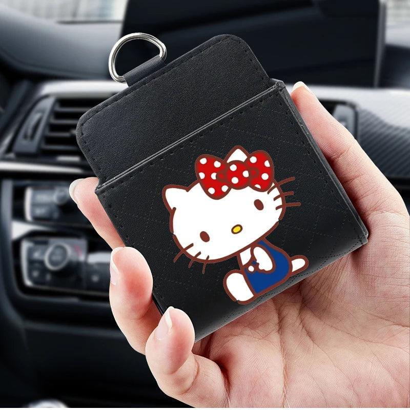 Hello Kitty Kuromi PU Leather Car Air Vent Storage Organizer Bag