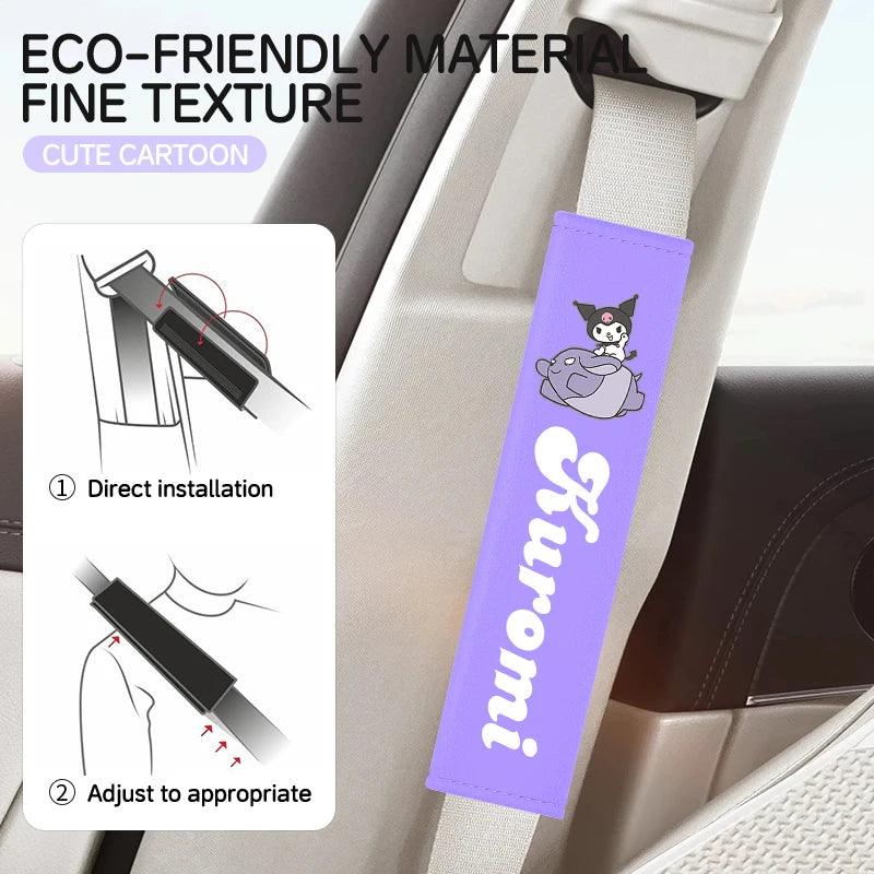 Kawaii Kuromi Car Seat Belt Covers - Universal Comfort Pads Auto