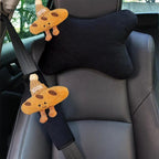 Soft Plush Car Neck Pillow Croissant Design Bone-Shaped Headrest