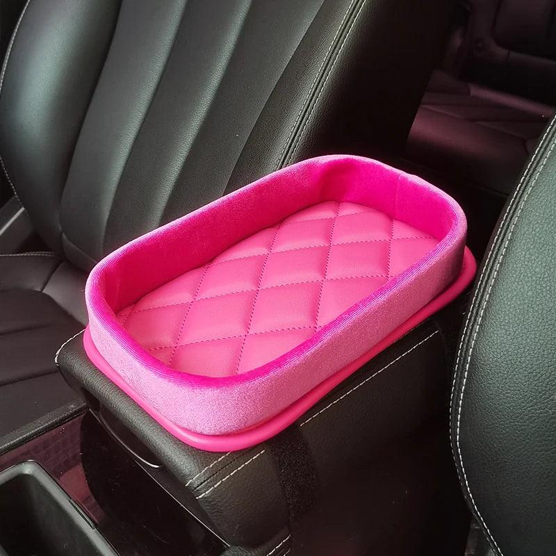 Panda Plush Car Armrest Storage Box Console Organizer Phone Holder