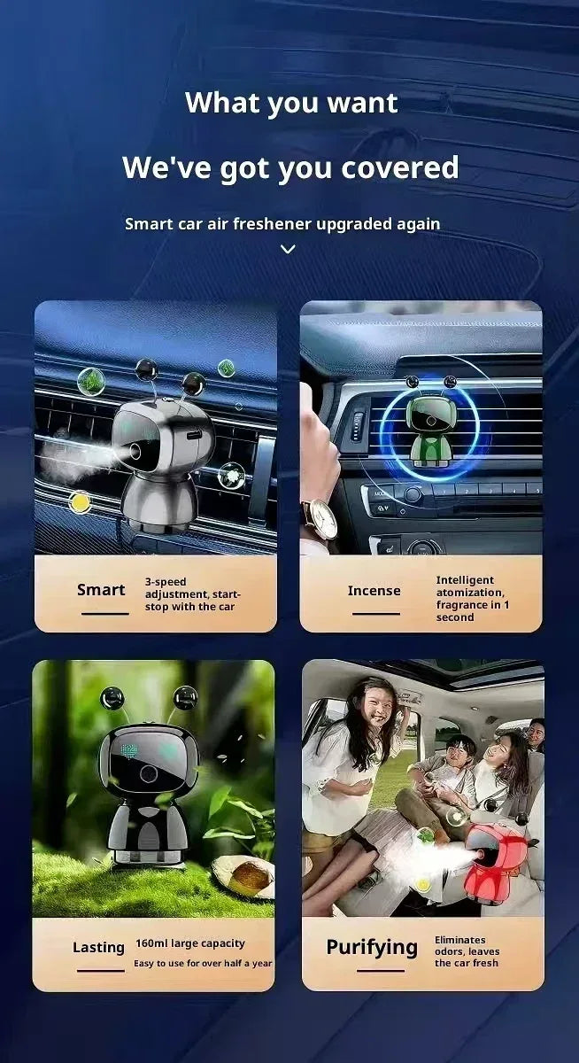 AutoTech Robot Car Aromatherapy Diffuser - Smart Air Freshener LED