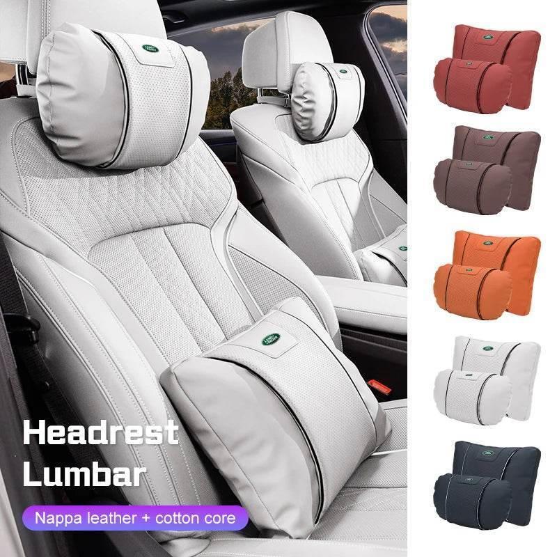 Land Rover Leather Car Neck Pillow & Lumbar Support