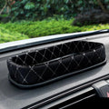 Camellia Rhinestone PU Leather Car Phone Storage Box Dashboard Organizer