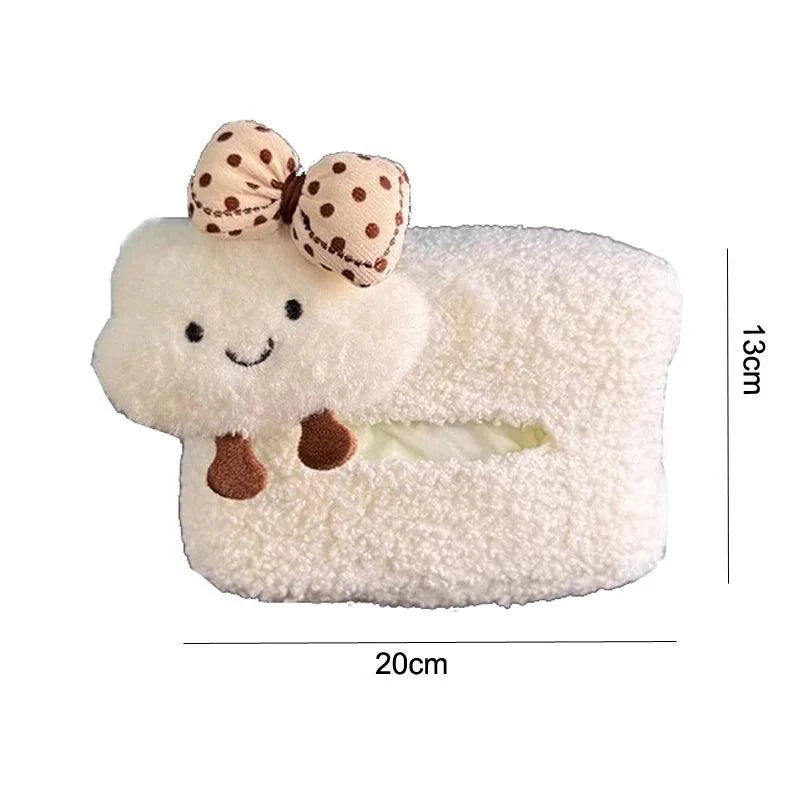 Cartoon Bow Cloud Car Tissue Box Holder - Hanging Napkin Storage