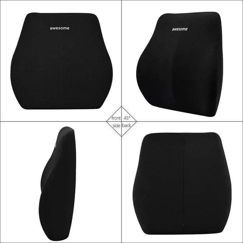 Ergonomic Memory Foam Car Neck & Lumbar Support Pillow Cushion Set