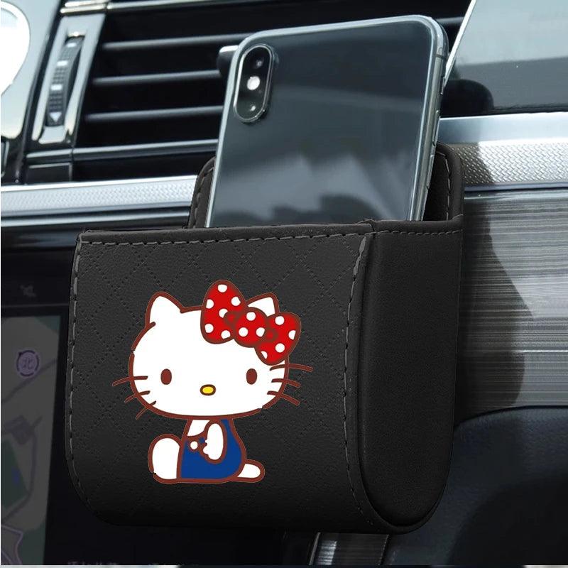 Hello Kitty Kuromi PU Leather Car Air Vent Storage Organizer Bag
