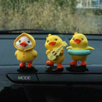 3/6pcs Yellow Duck Resin Car Dashboard Ornaments Interior Decor