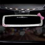 Rhinestone Bowknot Car Rear View Mirror Decor Crystal Diamond