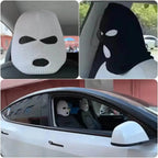 3-Hole Funny Car Seat Headrest Cover – Full Face Ski Mask Design