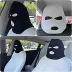3-Hole Funny Car Seat Headrest Cover – Full Face Ski Mask Design