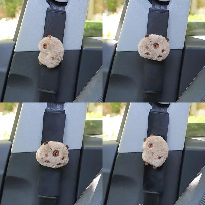 2pcs Cute Capybara Plush Car Seat Belt Shoulder Pad Covers