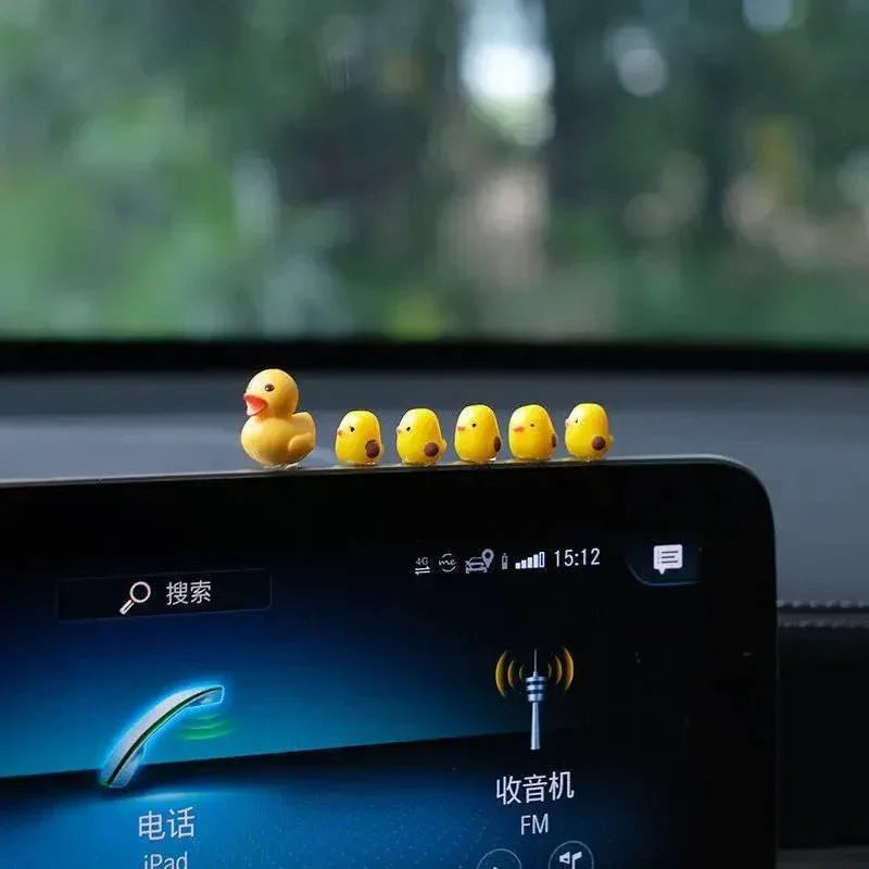 5pcs Mini Duck Car Ornaments – Dashboard & Rearview Mirror