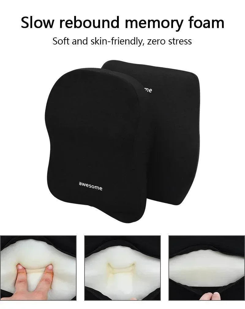 Ergonomic Memory Foam Car Neck & Lumbar Support Pillow Cushion Set