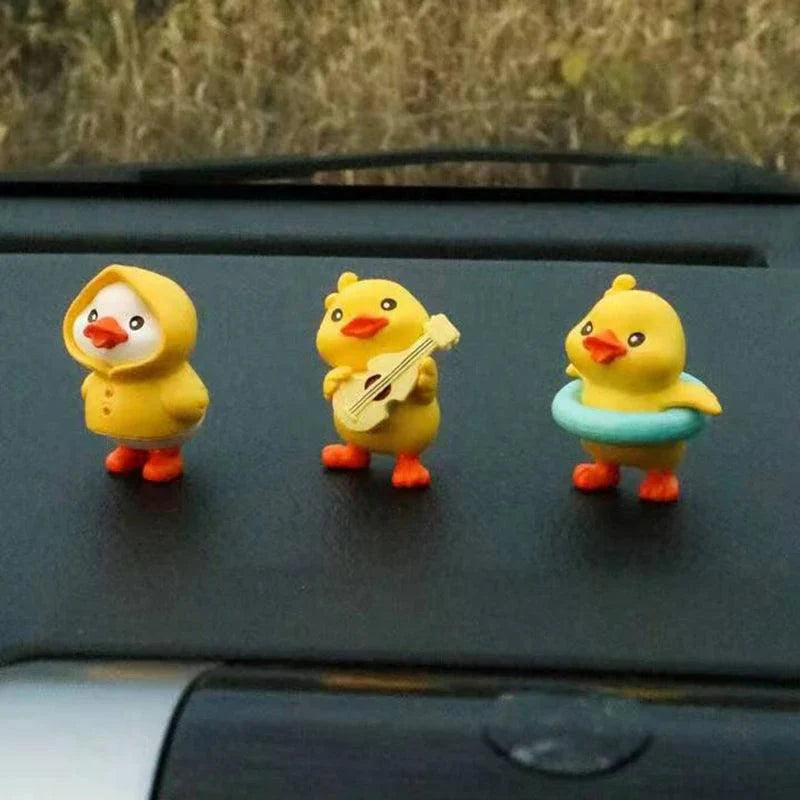 3/6pcs Yellow Duck Resin Car Dashboard Ornaments Interior Decor
