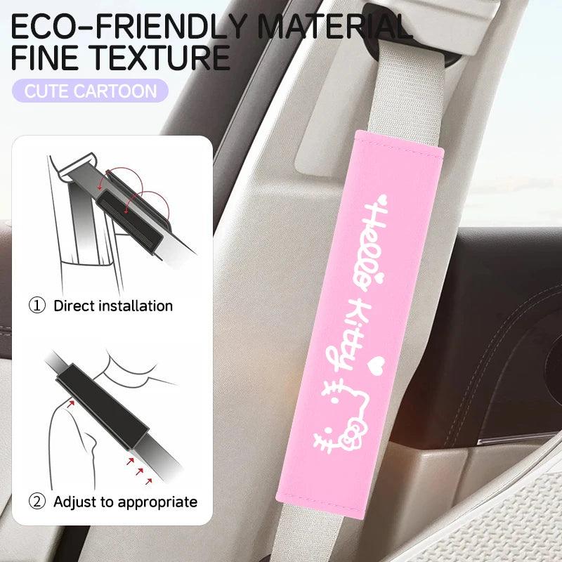 Hello Kitty Seatbelt Shoulder Pad - Soft Cartoon Car Safety Cover