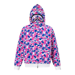BAPE Shark Full Zip Camo Hoodie (Pink, Blue & White Multi-Camo)