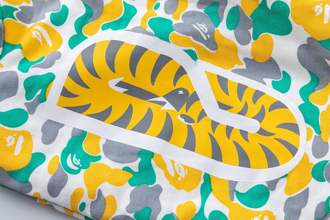 BAPE Shark Full Zip Camo Hoodie (Yellow, Green & Grey Multi-Camo)