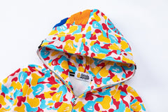 BAPE Shark Full Zip Camo Hoodie (Yellow, Blue & Red Multi-Camo)