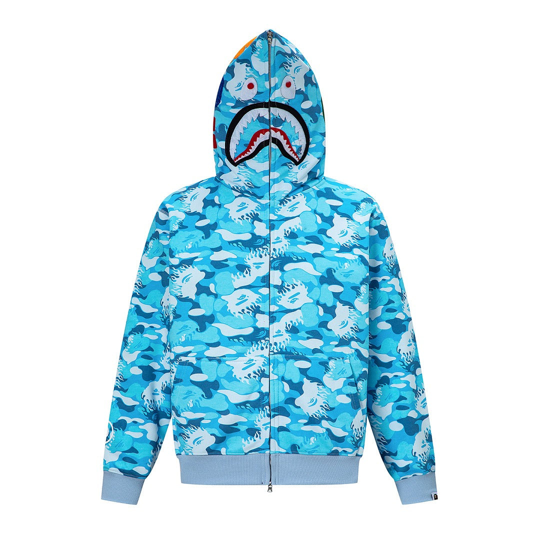 BAPE Shark Full Zip Camo Hoodie (Sky Blue Camo)