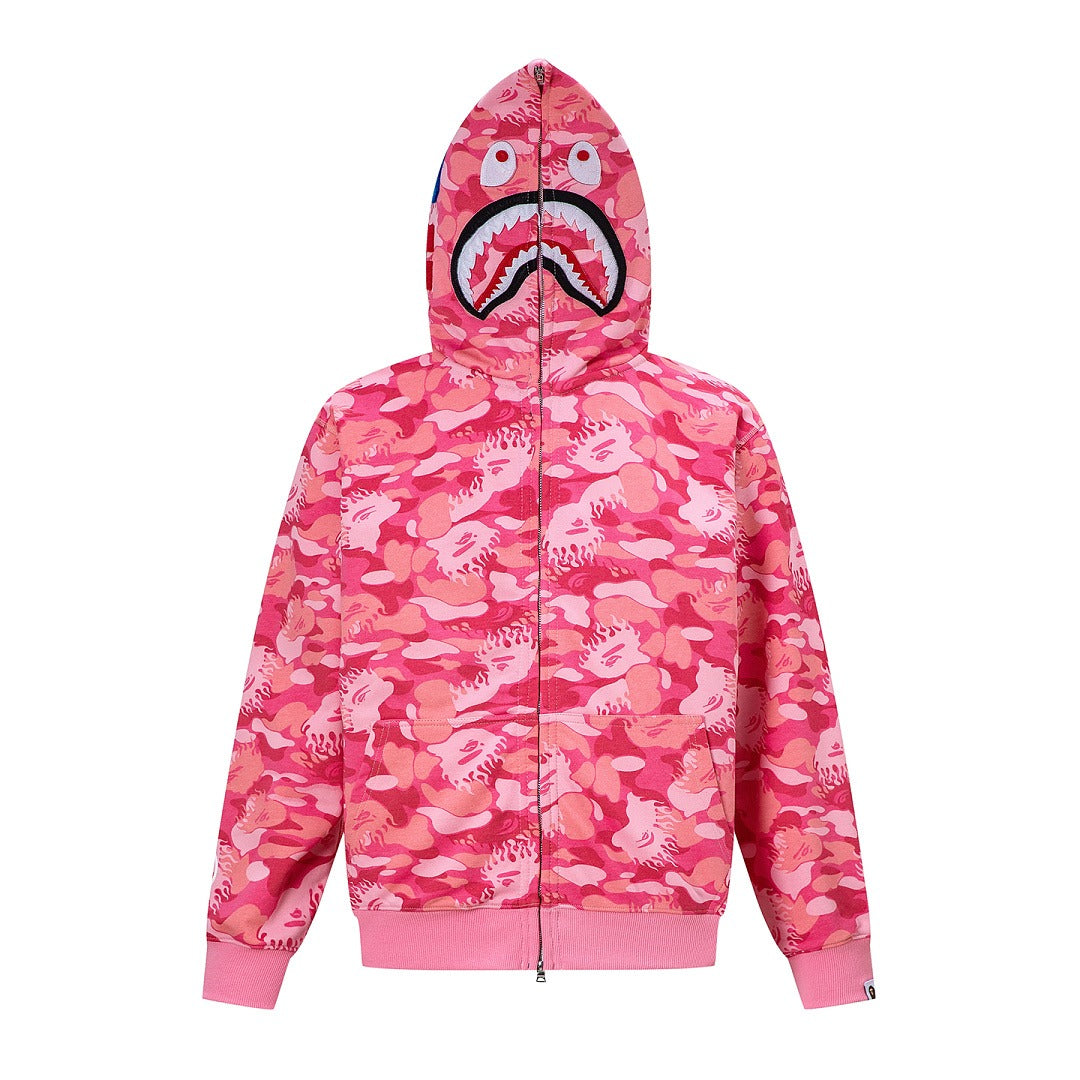 BAPE Shark Full Zip Camo Hoodie (Pink Camo)