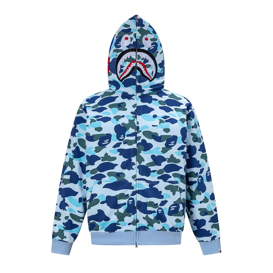 BAPE Shark Full Zip Camo Hoodie (Blue Camo)