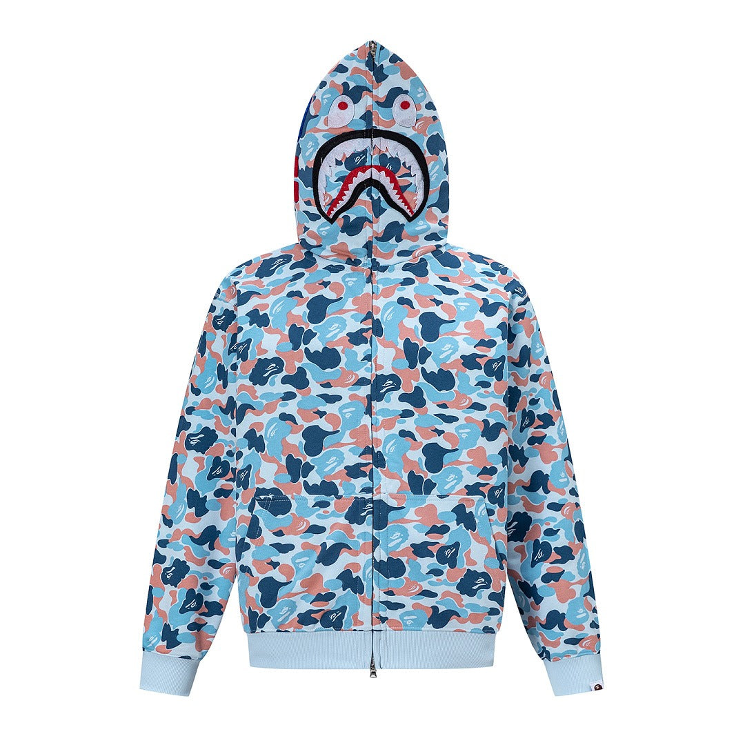BAPE Shark Full Zip Camo Hoodie (Blue & Pink Mix Camo)