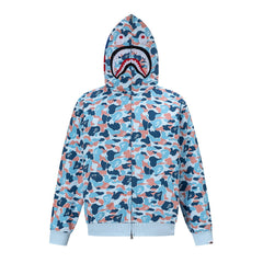 BAPE Shark Full Zip Camo Hoodie (Blue & Pink Mix Camo)