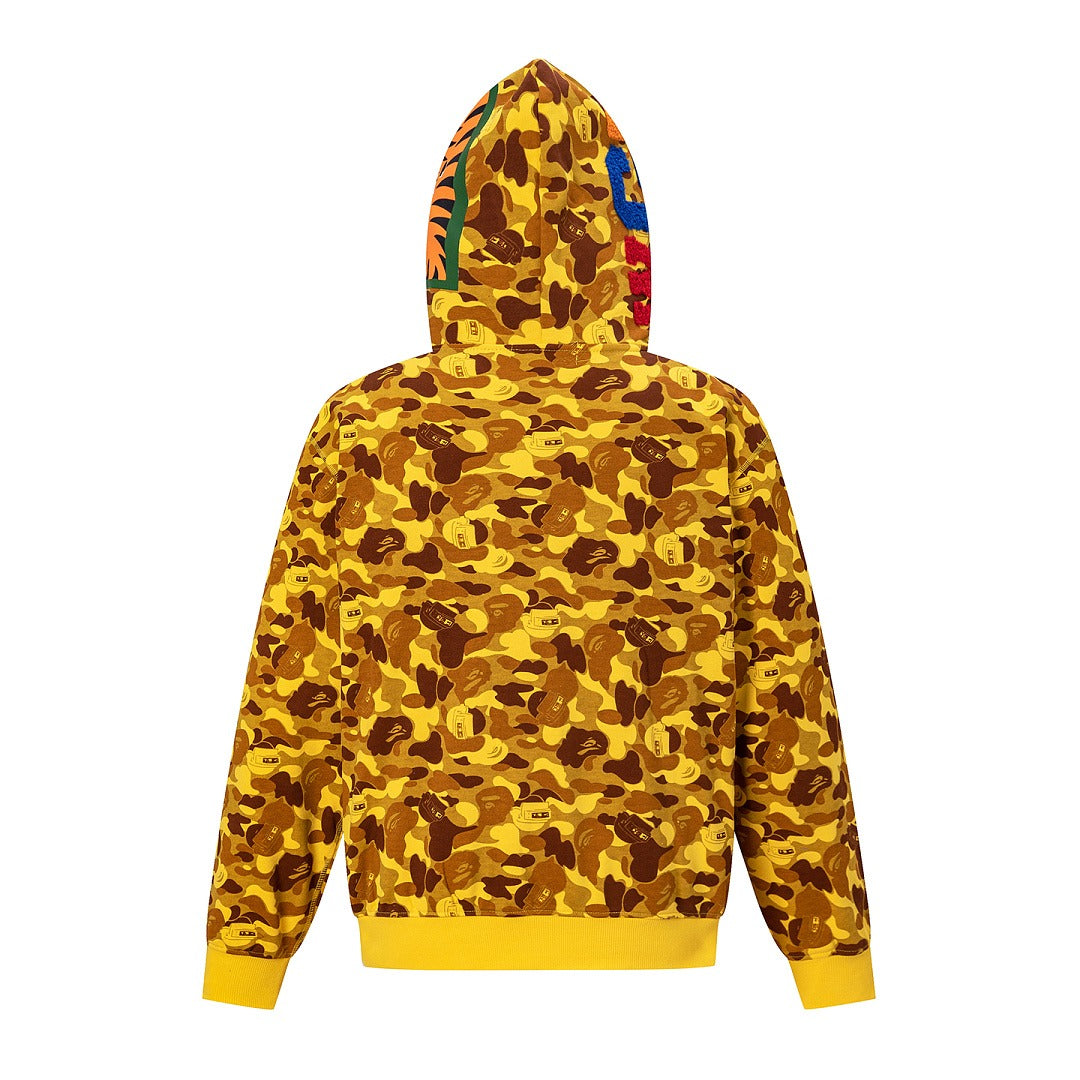 BAPE Shark Full Zip Camo Hoodie (Yellow Camo)
