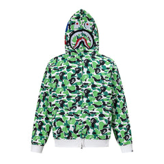 BAPE Shark Full Zip Camo Hoodie (Green Camo)