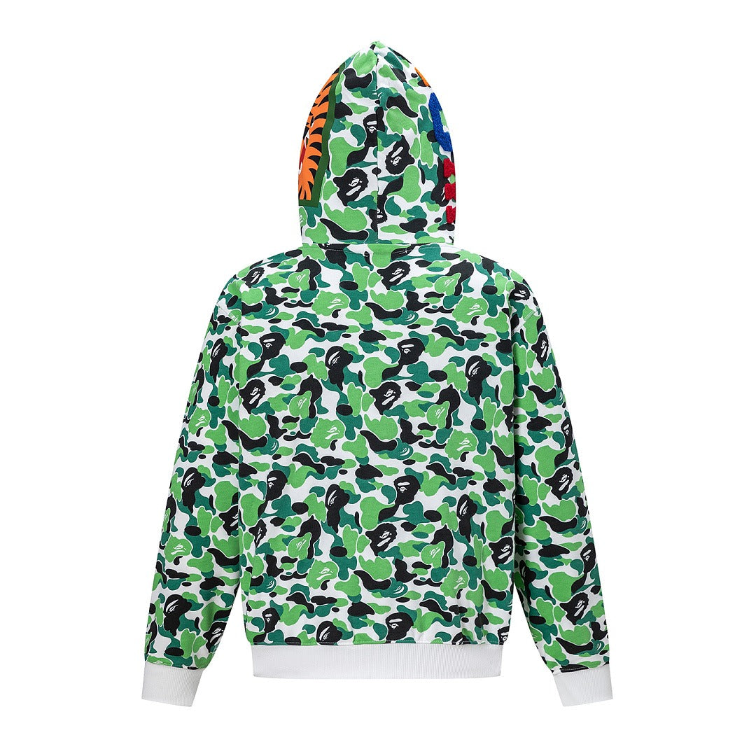 BAPE Shark Full Zip Camo Hoodie (Green Camo)
