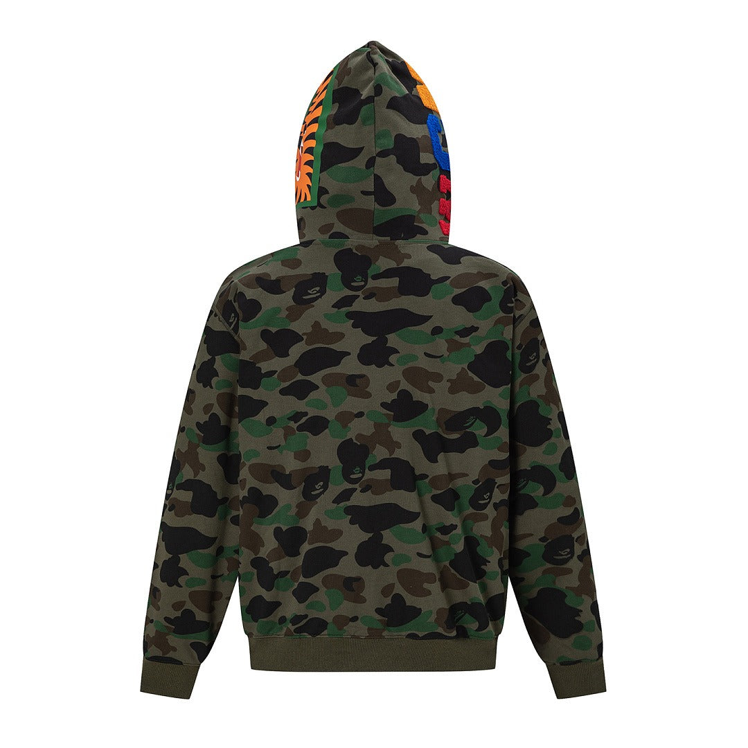 BAPE Shark Full Zip Camo Hoodie (Dark Green Camo)