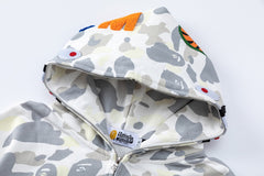BAPE Shark Full Zip Camo Hoodie (White Camo)