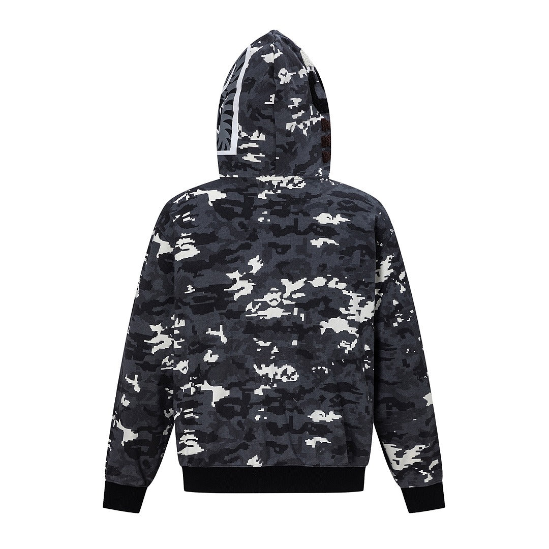 BAPE Shark Full Zip Snowflake Camo Hoodie (Charcoal & Black)