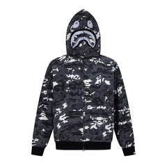 BAPE Shark Full Zip Snowflake Camo Hoodie (Charcoal & Black)