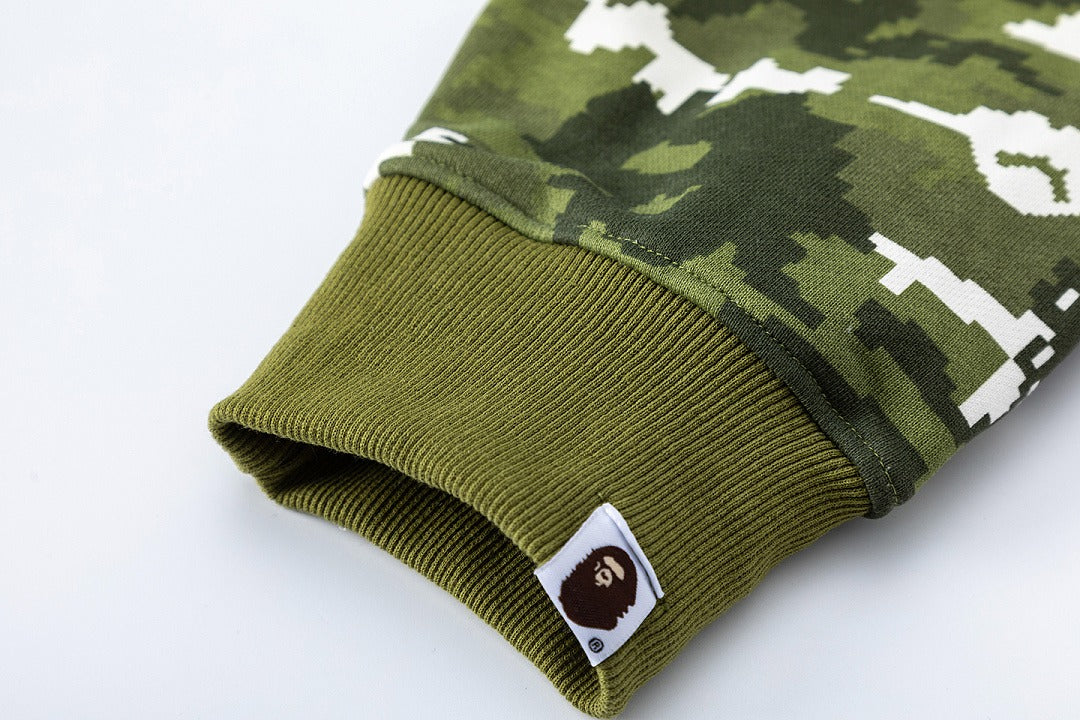 BAPE Shark Full Zip Snowflake Camo Hoodie (Green)