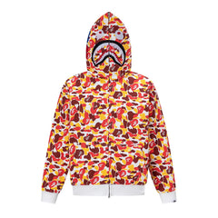 BAPE Shark Full Zip Camo Hoodie (Yellow, Red & Brown Multi-Camo)