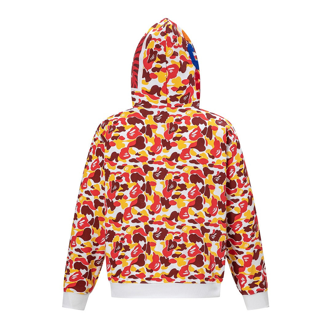 BAPE Shark Full Zip Camo Hoodie (Yellow, Red & Brown Multi-Camo)