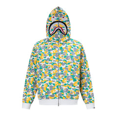 BAPE Shark Full Zip Camo Hoodie (Yellow, Green & Grey Multi-Camo)